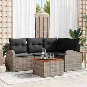 vidaXL Set de canapele pentru grădină 5 pcs Gri Rattan poli imagine