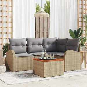 vidaXL Set de canapele pentru grădină 5 pcs Bej Rattan poli imagine