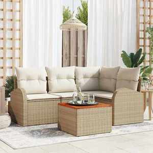 vidaXL Set de canapele pentru grădină 5 pcs Bej Rattan poli imagine