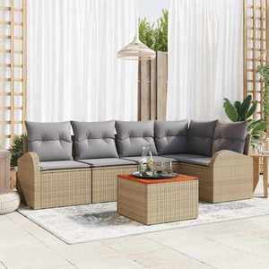 vidaXL Set de canapele pentru grădină 6 pcs Bej Rattan poli imagine