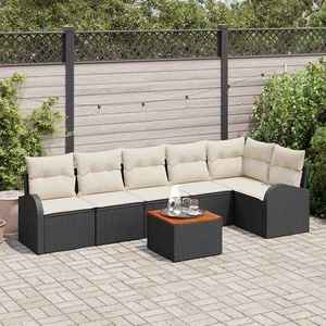 vidaXL Set de canapele pentru grădină 7 pcs Negru Rattan poli imagine