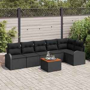 vidaXL Set de canapele pentru grădină 7 pcs Negru Rattan poli imagine