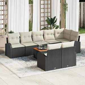 vidaXL Set de canapele pentru grădină 9 pcs Negru Rattan poli imagine