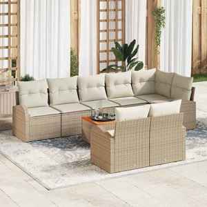 vidaXL Set de canapele pentru grădină 9 pcs Bej Rattan poli imagine