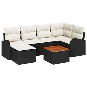vidaXL Set de canapele pentru grădină 7 pcs Negru Rattan poli imagine