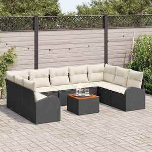 vidaXL Set de canapele pentru grădină 10 pcs Negru Rattan poli imagine