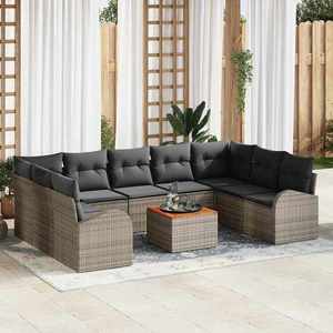 vidaXL Set de canapele pentru grădină cu pernă 10 pcs Gri Rattan poli imagine