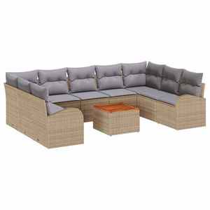vidaXL Set de canapele pentru grădină cu pernă 10 pcs Bej Rattan poli imagine