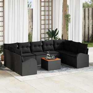 vidaXL Set de canapele pentru grădină 10 pcs Negru Rattan poli imagine