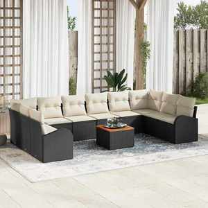 vidaXL Set de canapele pentru grădină 11 pcs Negru Rattan poli imagine
