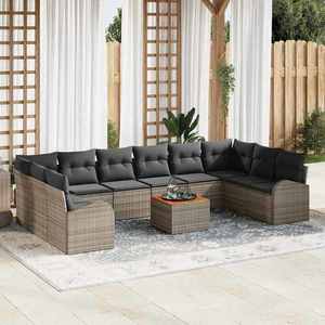 vidaXL Set de canapele pentru grădină cu pernă 11 pcs Gri Rattan poli imagine