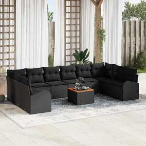 vidaXL Set de canapele pentru grădină 11 pcs Negru Rattan poli imagine