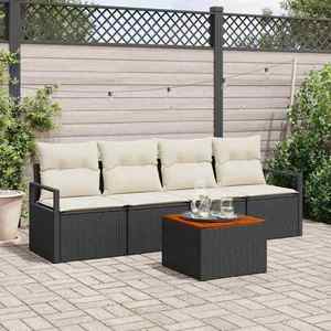 vidaXL Set de canapele pentru grădină cu pernă 5 pcs Negru Rattan poli imagine