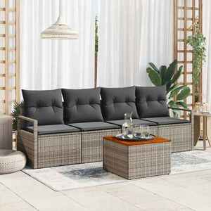 vidaXL Set de canapele pentru grădină cu pernă 5 pcs Gri Rattan poli imagine