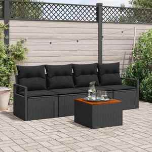 vidaXL Set de canapele pentru grădină cu pernă 5 pcs Negru Rattan poli imagine