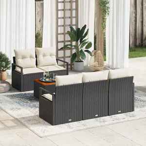 vidaXL Set de canapele pentru grădină cu pernă 6 pcs Negru Rattan poli imagine