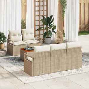 vidaXL Set de canapele pentru grădină cu pernă 6 pcs Bej Rattan poli imagine