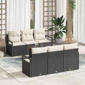 vidaXL Set de canapele pentru grădină cu pernă 7 pcs Negru Rattan poli imagine