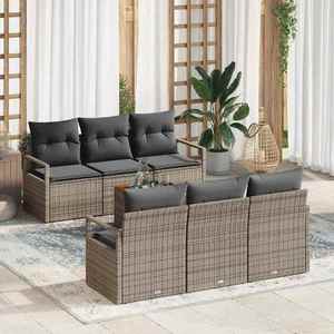 vidaXL Set de canapele pentru grădină cu pernă 7 pcs Gri Rattan poli imagine