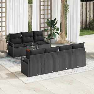 vidaXL Set de canapele pentru grădină cu pernă 8 pcs Negru Rattan poli imagine