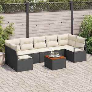 vidaXL Set de canapele pentru grădină cu pernă 8 pcs Negru Rattan poli imagine
