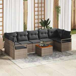 vidaXL Set de canapele pentru grădină cu pernă 8 pcs Gri Rattan poli imagine