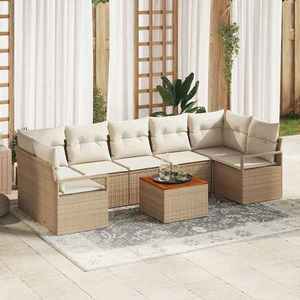 vidaXL Set de canapele pentru grădină cu pernă 8 pcs Bej Rattan poli imagine
