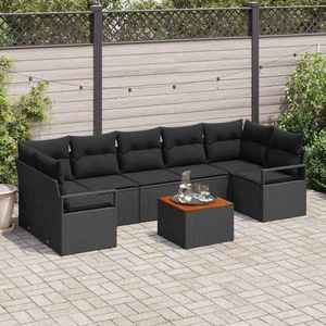 vidaXL Set de canapele pentru grădină cu pernă 8 pcs Negru Rattan poli imagine