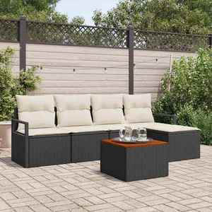 vidaXL Set de canapele pentru grădină cu pernă 6 pcs Negru Rattan poli imagine