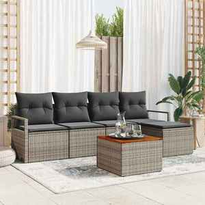 vidaXL Set de canapele pentru grădină cu pernă 6 pcs Gri Rattan poli imagine