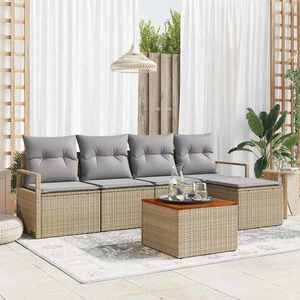 vidaXL Set de canapele pentru grădină cu pernă 6 pcs Bej Rattan poli imagine