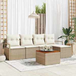 vidaXL Set de canapele pentru grădină cu pernă 6 pcs Bej Rattan poli imagine