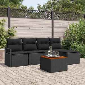vidaXL Set de canapele pentru grădină cu pernă 6 pcs Negru Rattan poli imagine