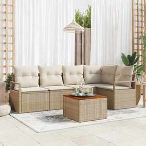 vidaXL Set de canapele pentru grădină cu pernă 6 pcs Bej Rattan poli imagine