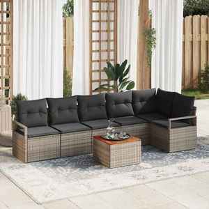 vidaXL Set de canapele pentru grădină cu pernă 7 pcs Gri Rattan poli imagine