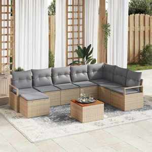 vidaXL Set de canapele pentru grădină cu pernă 8 pcs Bej Rattan poli imagine