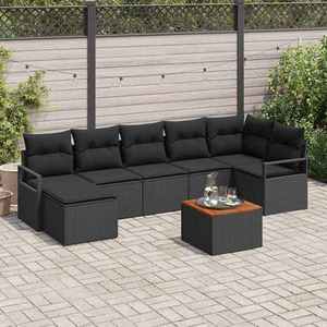 vidaXL Set de canapele pentru grădină cu pernă 8 pcs Negru Rattan poli imagine