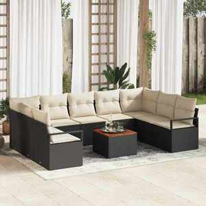 vidaXL Set de canapele pentru grădină 10 pcs Negru Rattan poli imagine