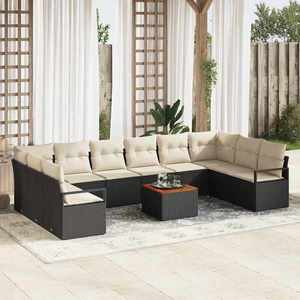 vidaXL Set de canapele pentru grădină 11 pcs Negru Rattan poli imagine