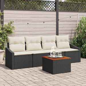 vidaXL Set de canapele pentru grădină cu pernă 5 pcs Negru Rattan poli imagine