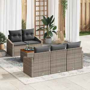 vidaXL Set de canapele pentru grădină cu pernă 6 pcs Gri Rattan poli imagine
