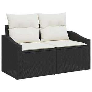 vidaXL Set de canapele pentru grădină cu pernă 7 pcs Negru Rattan poli imagine