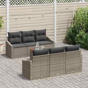 vidaXL Set de canapele pentru grădină cu pernă 7 pcs Gri Rattan poli imagine