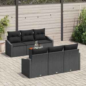 vidaXL Set de canapele pentru grădină cu pernă 7 pcs Negru Rattan poli imagine