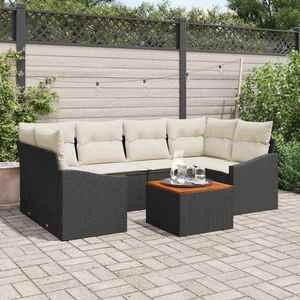 vidaXL Set de canapele pentru grădină cu pernă 7 pcs Negru Rattan poli imagine