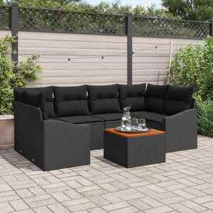 vidaXL Set de canapele pentru grădină cu pernă 7 pcs Negru Rattan poli imagine