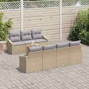 vidaXL Set de canapele pentru grădină cu pernă 8 pcs Bej Rattan poli imagine