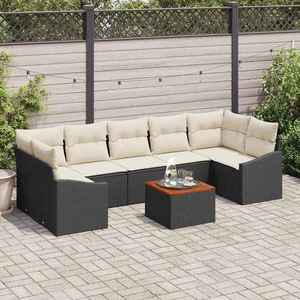 vidaXL Set de canapele pentru grădină cu pernă 8 pcs Negru Rattan poli imagine