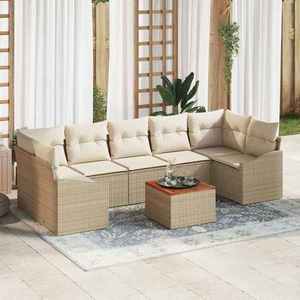 vidaXL Set de canapele pentru grădină cu pernă 8 pcs Bej Rattan poli imagine