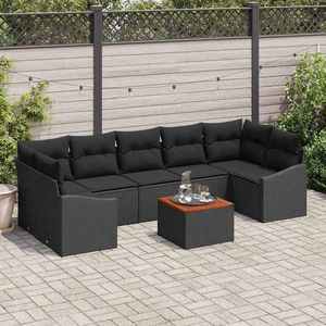 vidaXL Set de canapele pentru grădină cu pernă 8 pcs Negru Rattan poli imagine